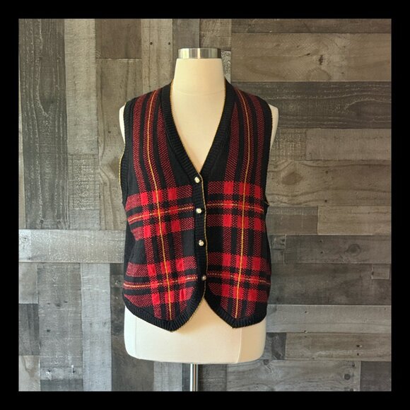 Maggie Mcnaughton Jackets & Blazers - Maggie McNaughton vintage plaid sweater vest Xlarge Christmas holiday party